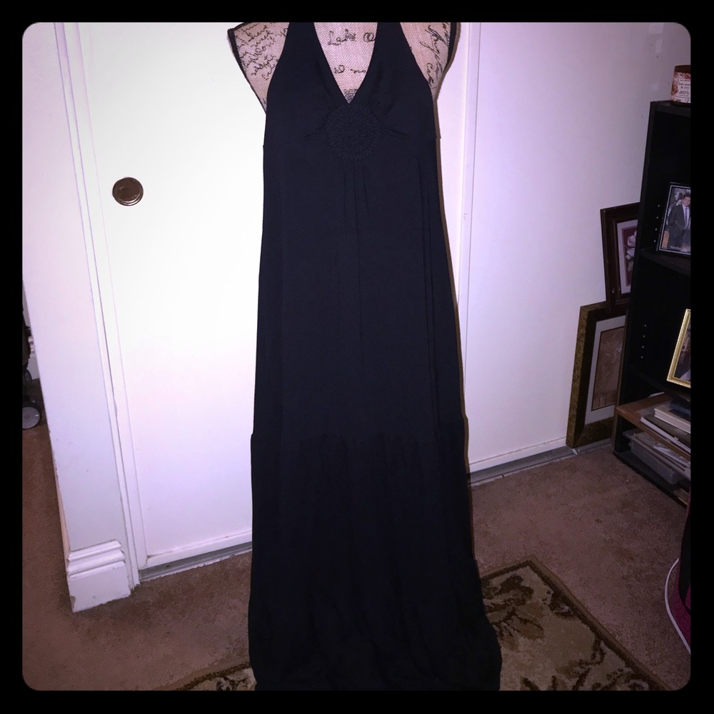Black Halter Top Summer Flowy Dress